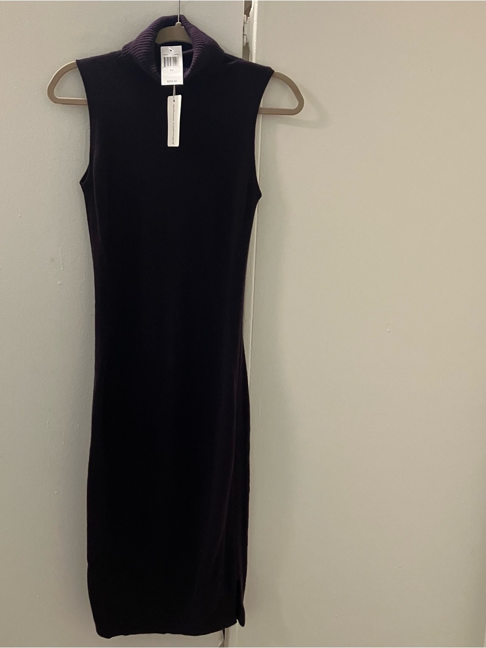 NWT Autumn Cashmere Sleeveless Turtleneck Dress Damson Plum Purple XS $352.
